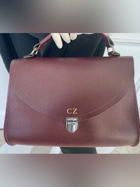 The Cambridge Satchel Company Burgundy Leather Satchel, Personalized CZ
